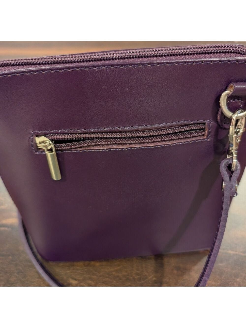 Vera Pelle Purple Crossbody Bag Genuine Leather Italy - Picture 3 of 9
